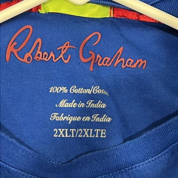 🔥🔥 ROBERT GRAHAM Designer Brand Graphic Tee - Blue - Men Size 2XLT - PERFECT - Picture 10 of 10